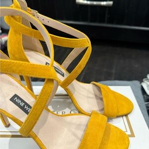 Nine West Mustard Strappy Heels- never worn